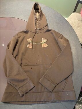 Under Armour Brown Pullover Hoodie with Camo Logo